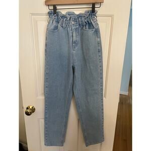 Y2K Pacsun Womens XS Mom Jeans Scrunch Waist Light Wash Denim All Cotton Flaw